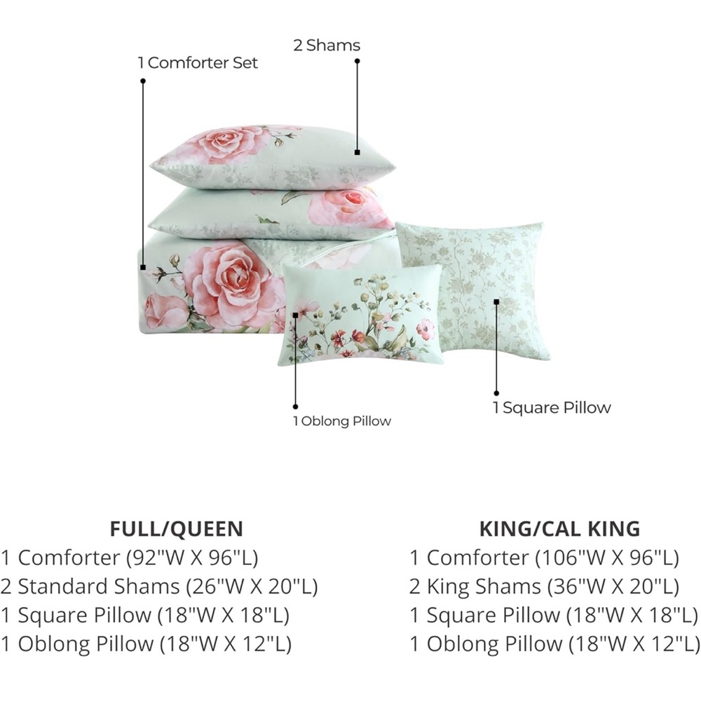 Elegant Floral Duvet Cover Set in Soft Green - Picture 5 of 8